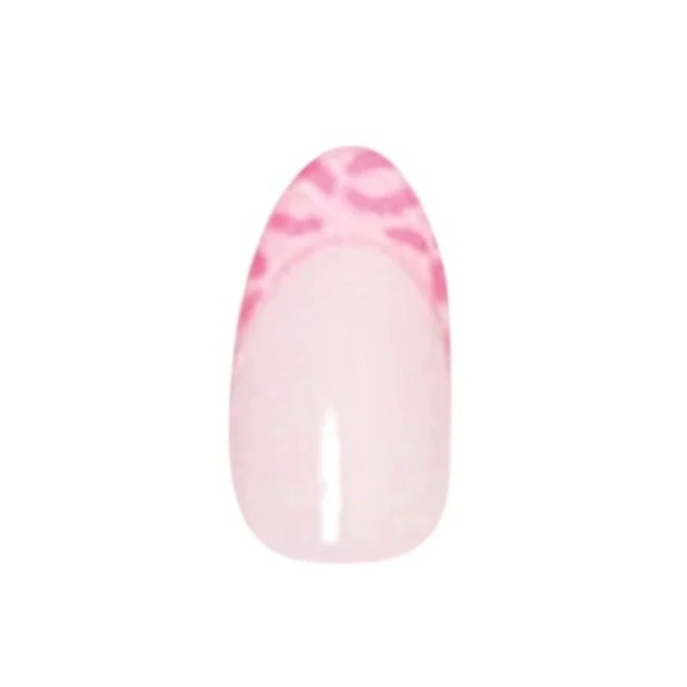 Olive & June Instant Mani Press-On Nails Pink Cheetah Almond Medium 42ct New